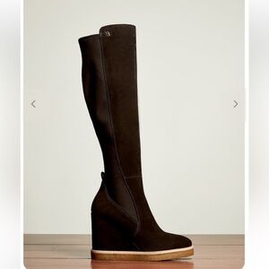 Veronica Beard Andora wedge heel in black suede